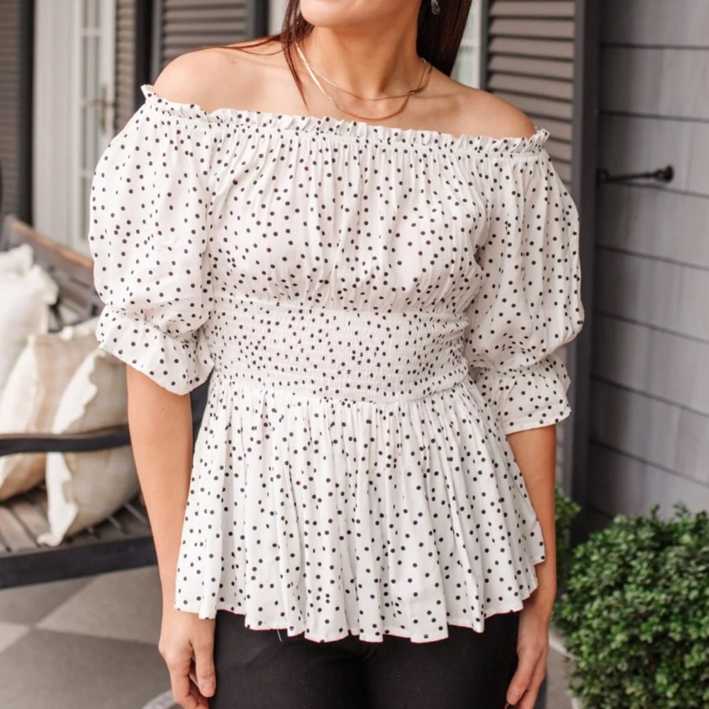 Polka Dot Peplum Top